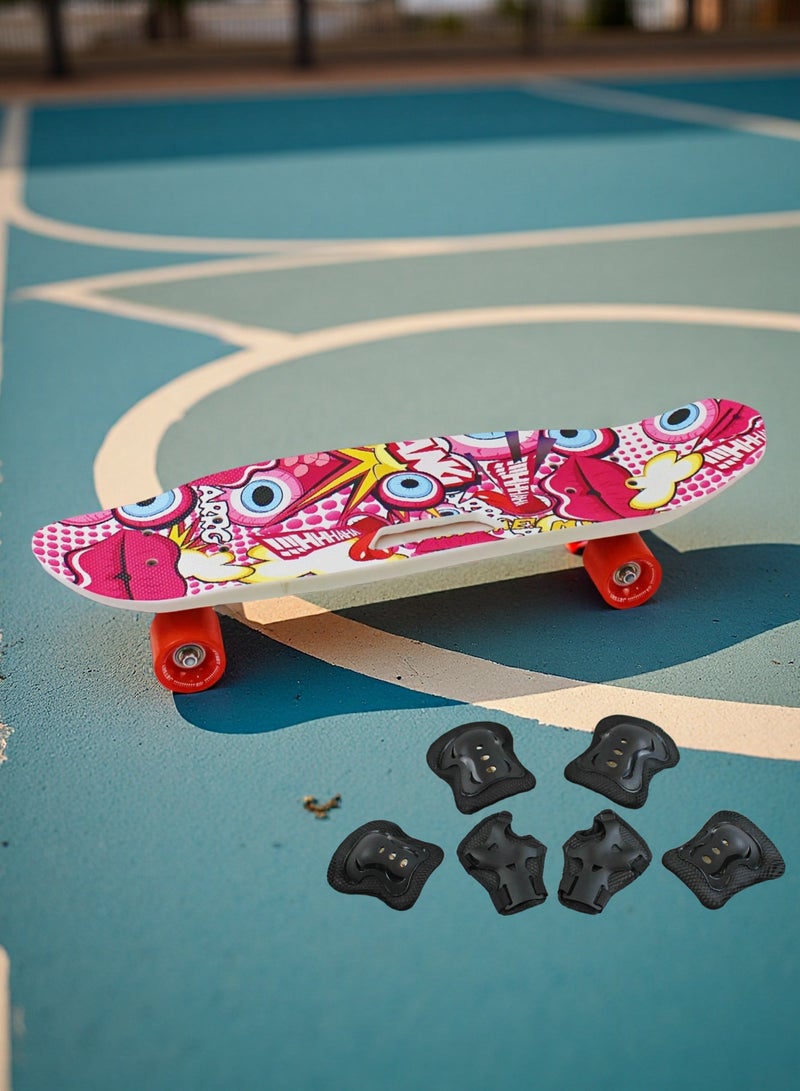 إيزي فيتشور لوح تزلج إيزي فيوتشر للأطفال، لوح بيني كروزر للأولاد والبنات من عمر 6 إلى 12 عامًا، لوح تزلج صغير كامل للشباب والمراهقين والمبتدئين، يتضمن معدات الحماية. - Image 5